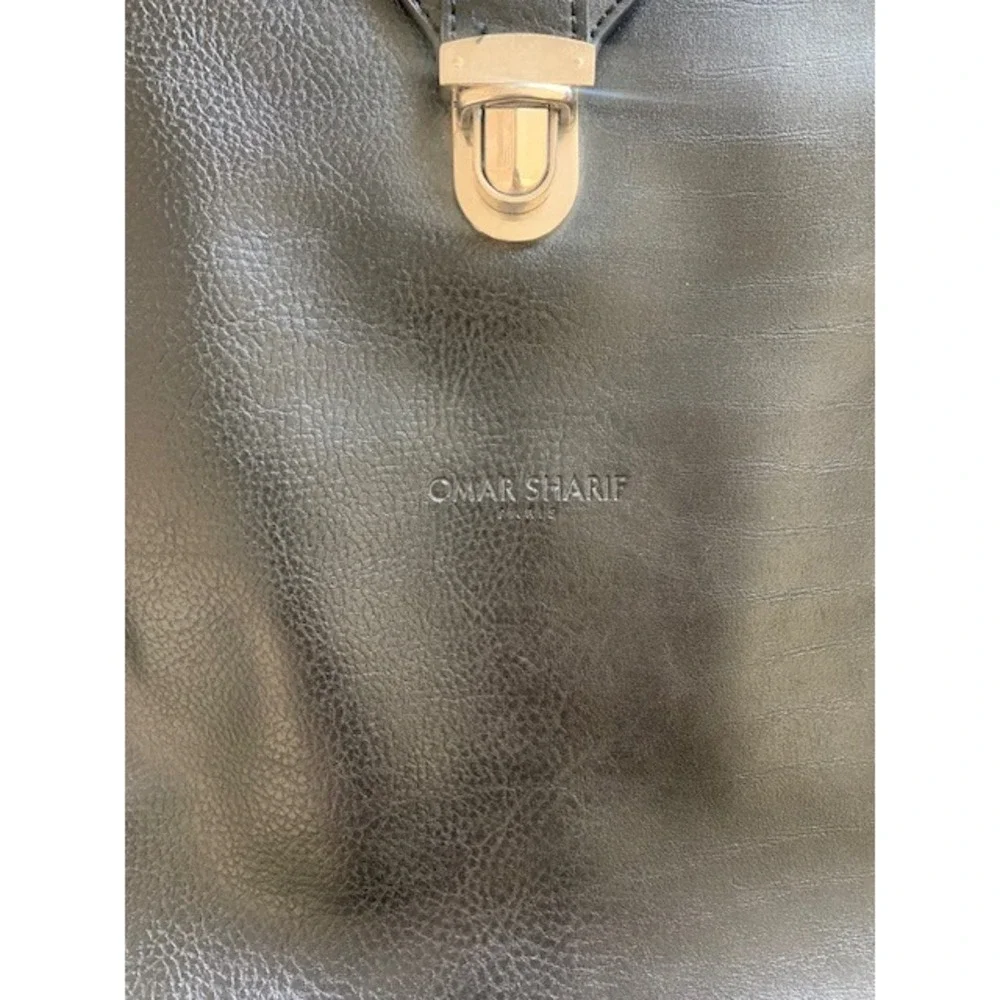 Omar Sharif Black Leather Convertible Backpack Briefcase Messenger Laptop Bag